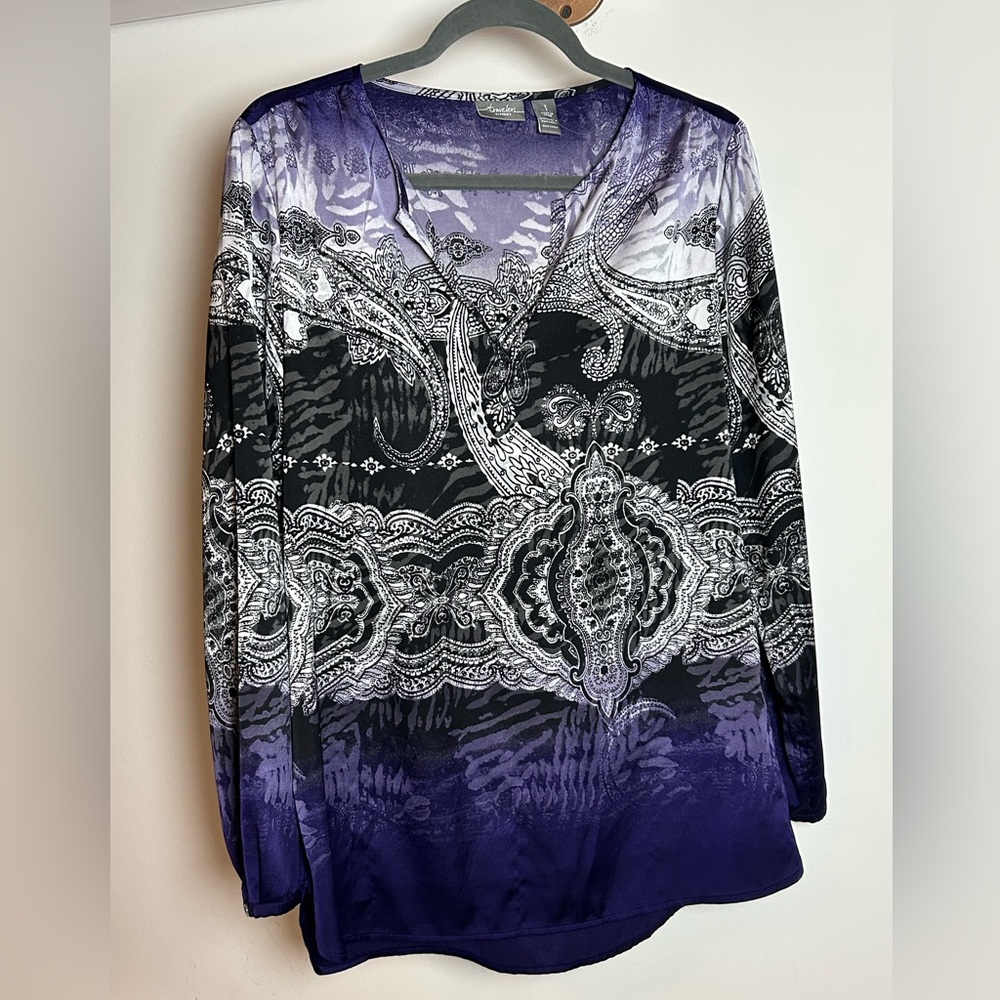 Chico's Purple and Black Paisley Blouse